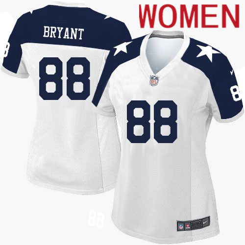 Women Dallas Cowboys #88 Dez Bryant Nike White Alternate Throwback Game NFL Jersey